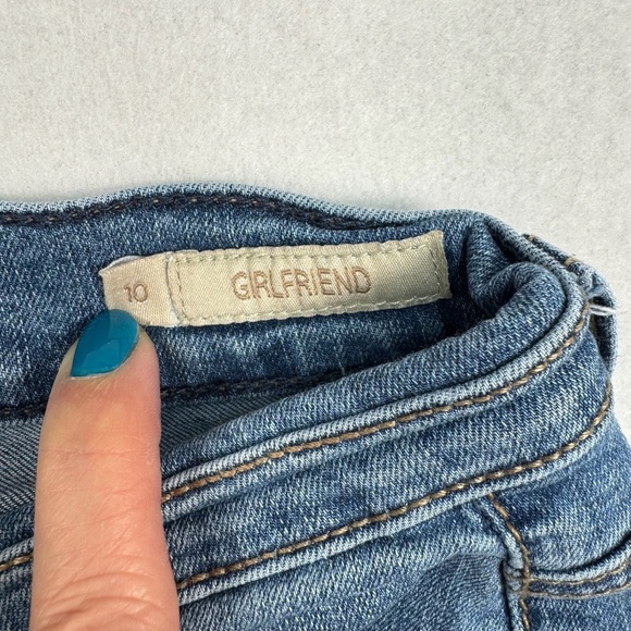 Seven 7 Jeans Womens 10 Medium Blue Girlfriend Studded Mid Rise - Picture 4 of 13